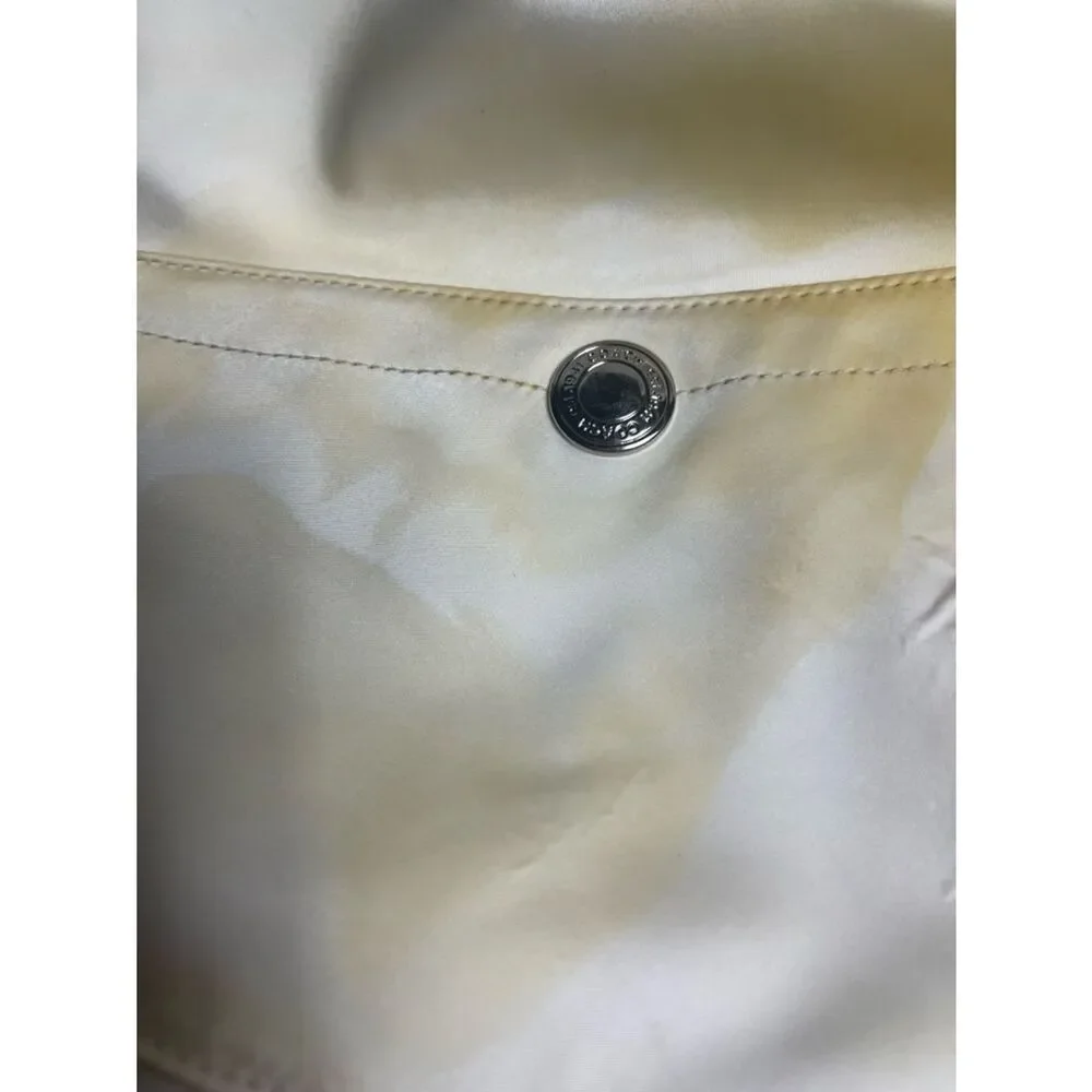 Coach Hampton sateen off white &Yellow marble hobo Bag tan leather &fabric strap